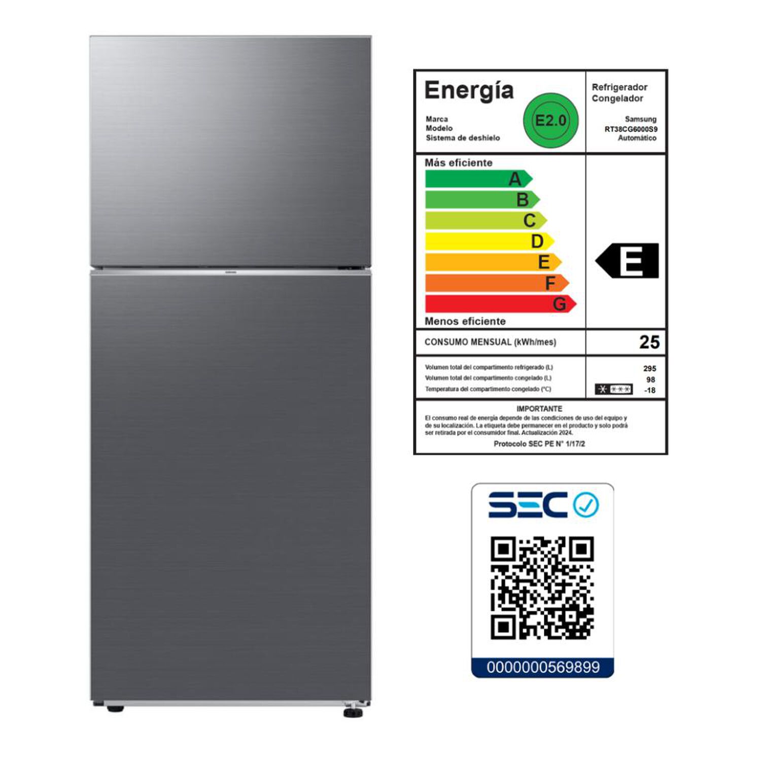 Refrigerador Top Freezer Samsung RT38CG6000S9ZS Space Max / No Frost / 393 Litros / E image number 7.0